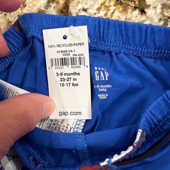 NWT GAP Baby Grey & Blue W/Christmas Tree Print Bodysuit & Pull-On Pants - 3-6M - Picture 5 of 8